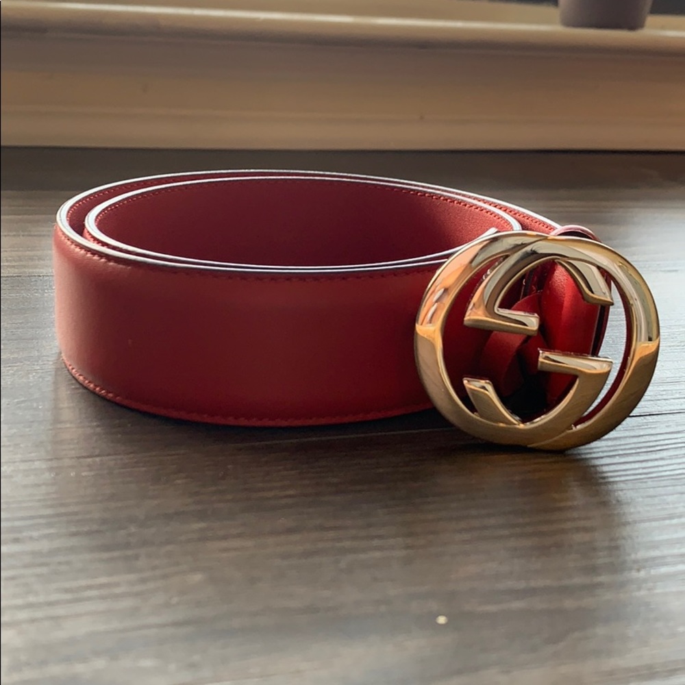 Red and gold Gucci Belt 75